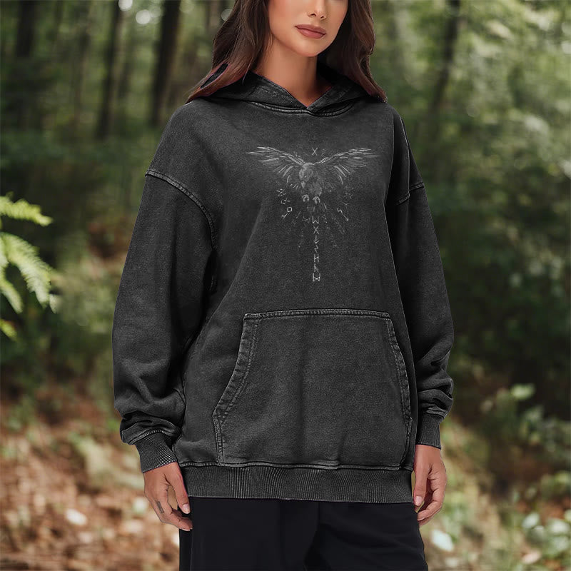 WorldNorse – Kapuzenpullover mit Raven -Grafik, gewaschen - image 11