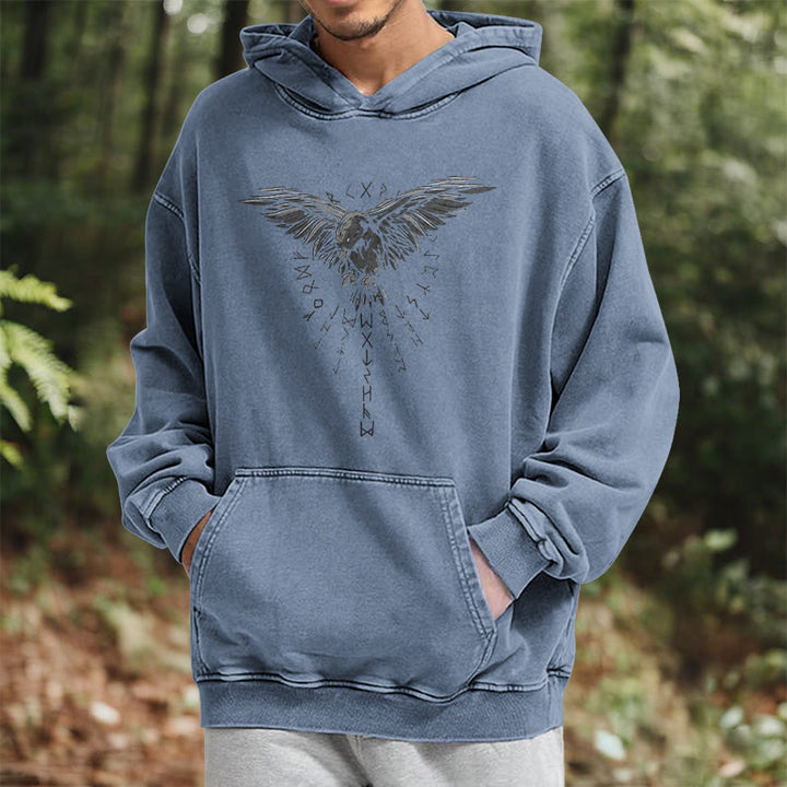 WorldNorse – Kapuzenpullover mit Raven -Grafik, gewaschen - image 23
