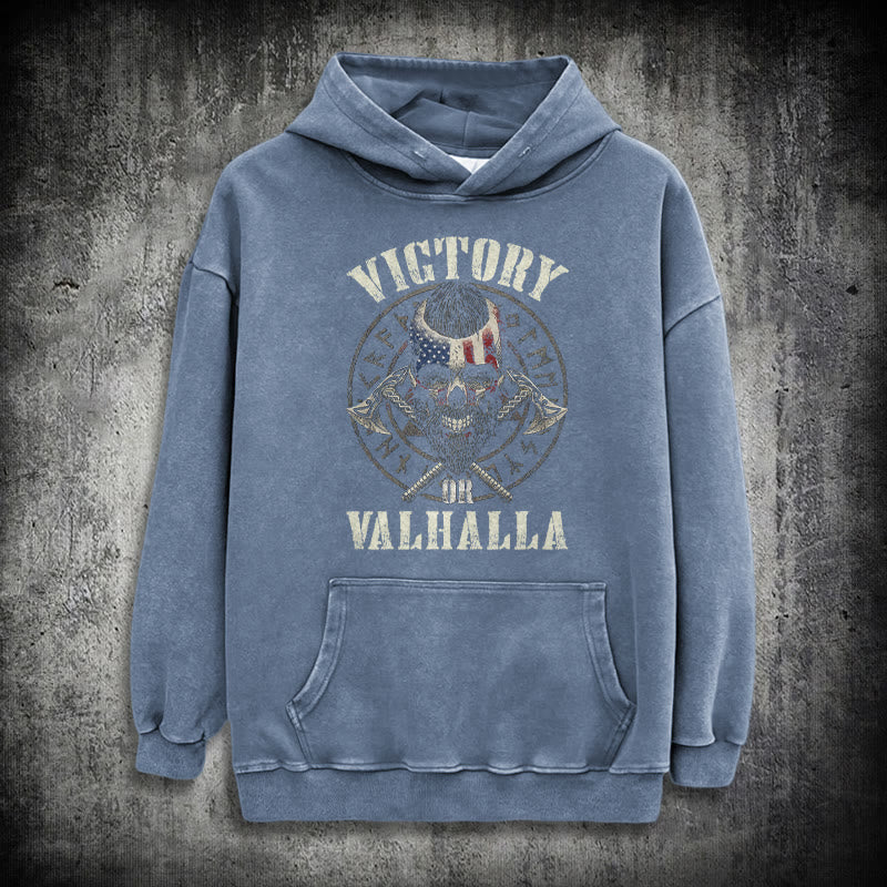 WorldNorse Victory oder Valhalla Warrior gewaschener Kapuzenpullover - Blau - 3XL - image 22