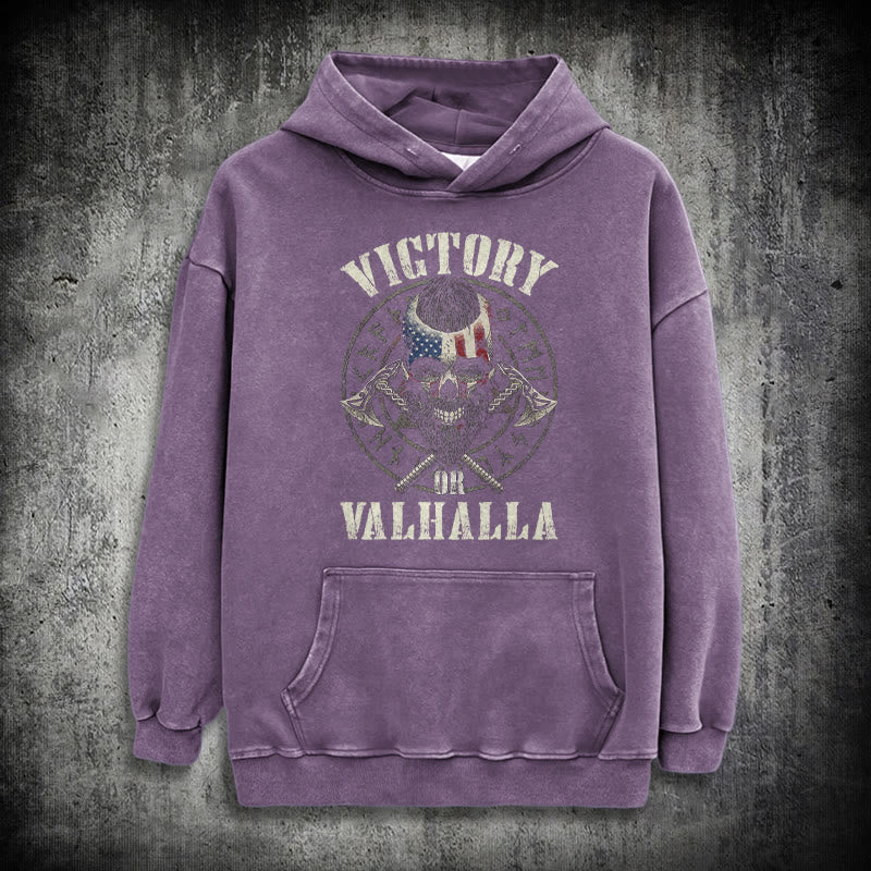 WorldNorse Victory oder Valhalla Warrior gewaschener Kapuzenpullover - Lila - 3XL - image 35