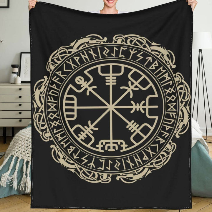 WorldNorse Wikinger-Symbol Vegvisir Valknut Decke