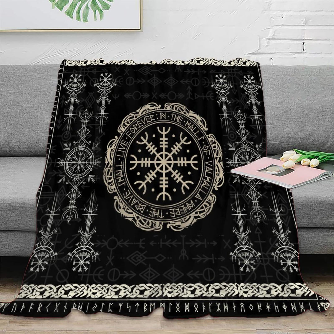 WorldNorse Wikinger-Symbol Vegvisir Valknut Decke