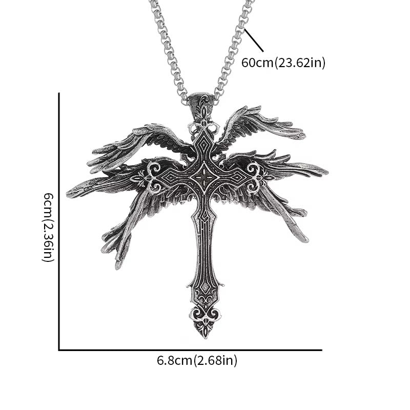 WorldNorse Heiliger Engel Sechs Flügel Kreuz Halskette