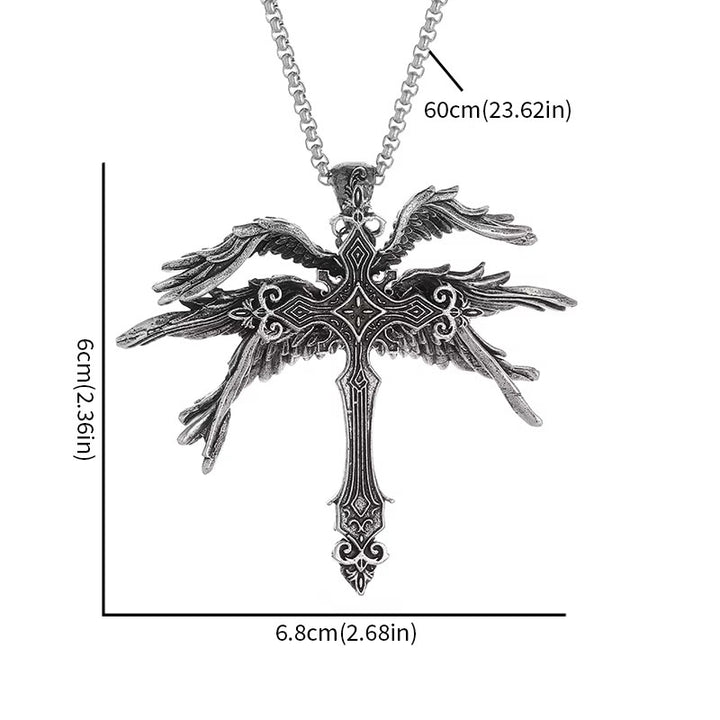WorldNorse Heiliger Engel Sechs Flügel Kreuz Halskette