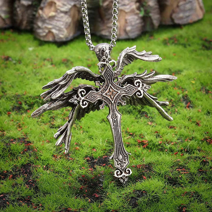 WorldNorse Heiliger Engel Sechs Flügel Kreuz Halskette