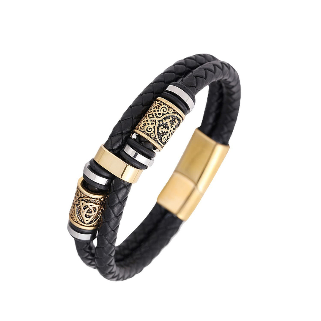 WorldNorse Geflochtenes Lederarmband mit Magnetverschluss und nordischem Symbol