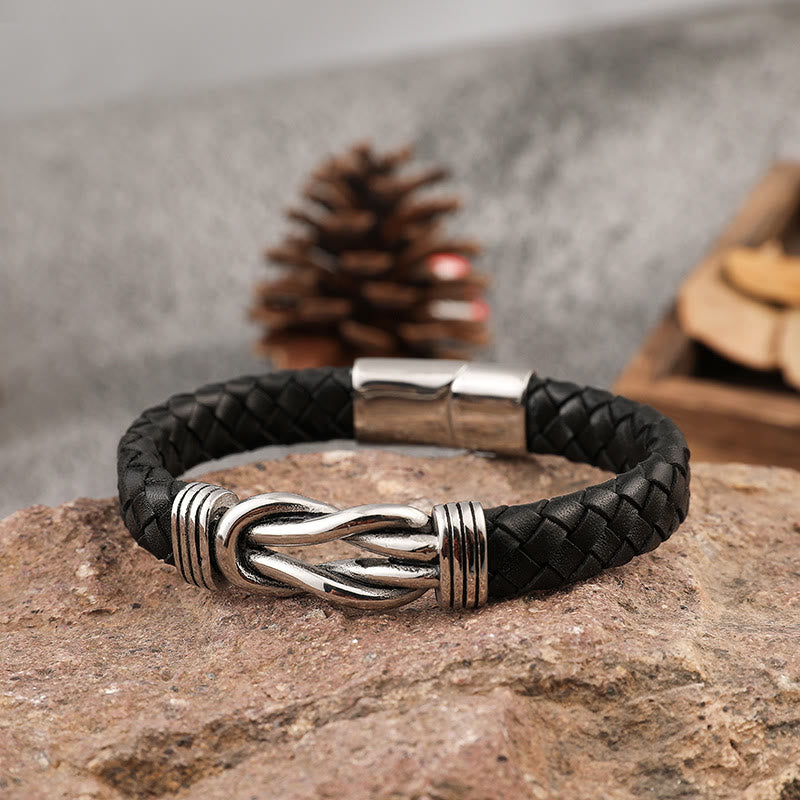 WorldNorse Infinity geflochtenes Edelstahl-Lederarmband