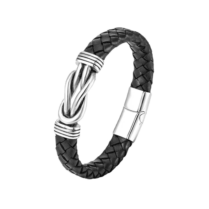WorldNorse Infinity geflochtenes Edelstahl-Lederarmband
