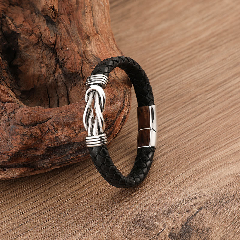 WorldNorse Infinity geflochtenes Edelstahl-Lederarmband
