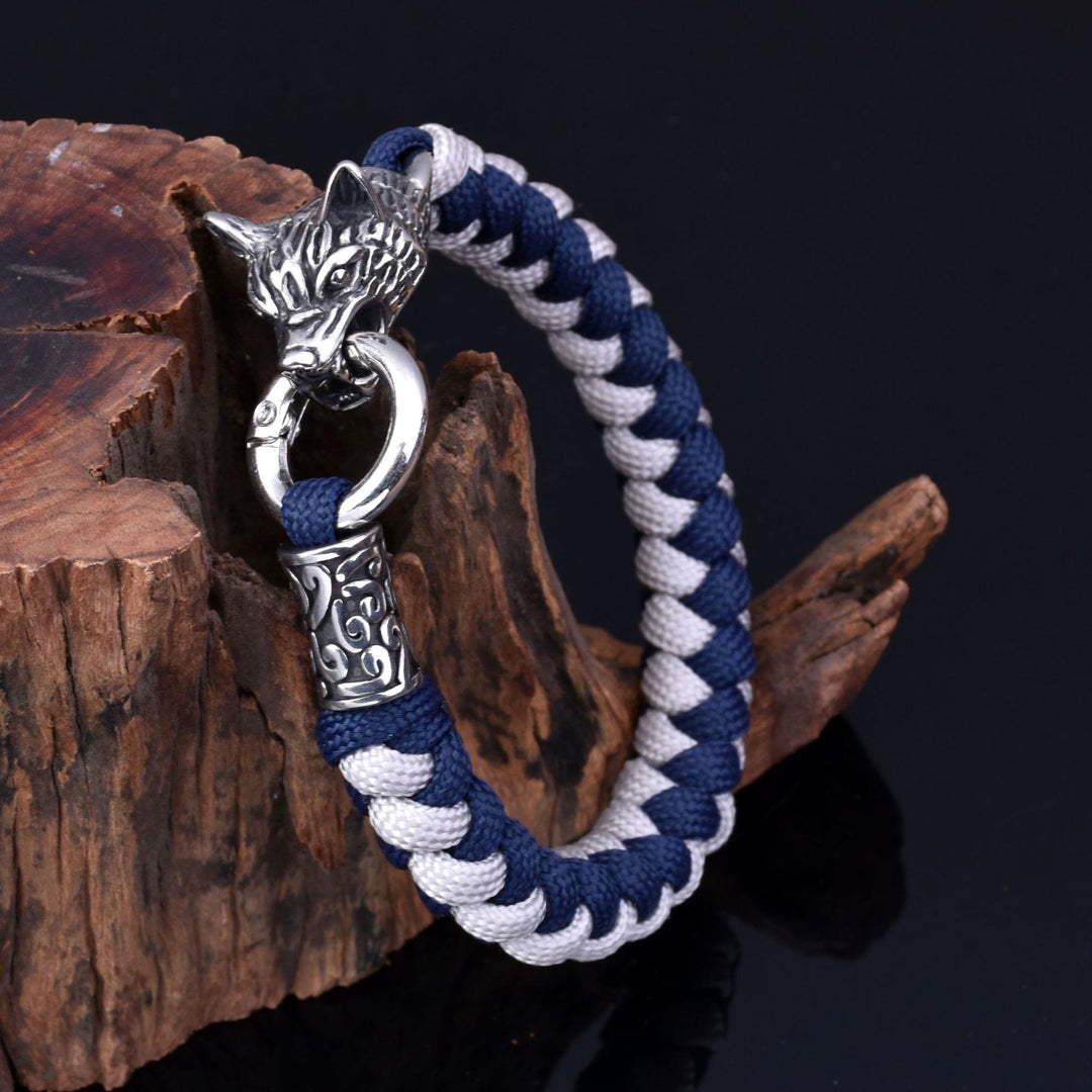 WorldNorse Geflochtenes Armband mit nordischen Wölfen von Fenrir