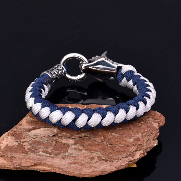 WorldNorse Geflochtenes Armband mit nordischen Wölfen von Fenrir