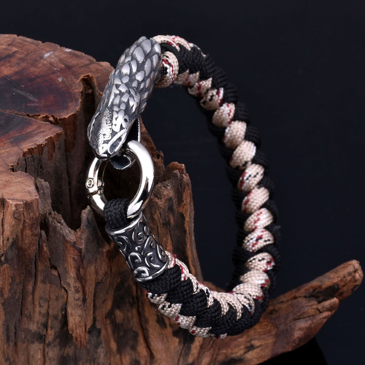 WorldNorse Jörmungandr Nordisches geflochtenes Armband mit Schlangenkopf