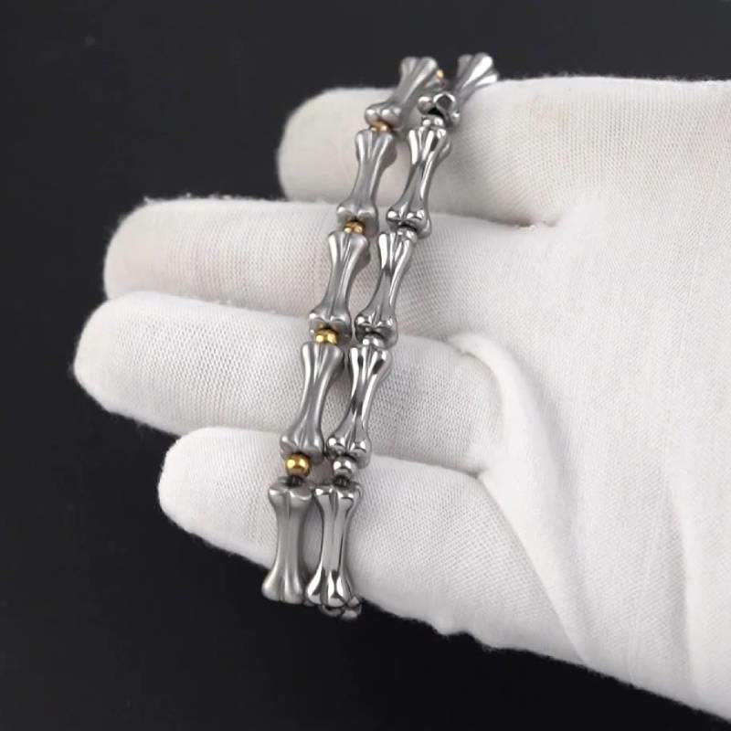 WorldNorse Edelstahl-Armband mit mattierten Knochengliedern