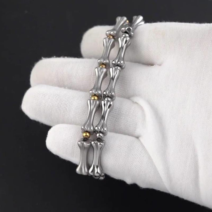 WorldNorse Edelstahl-Armband mit mattierten Knochengliedern
