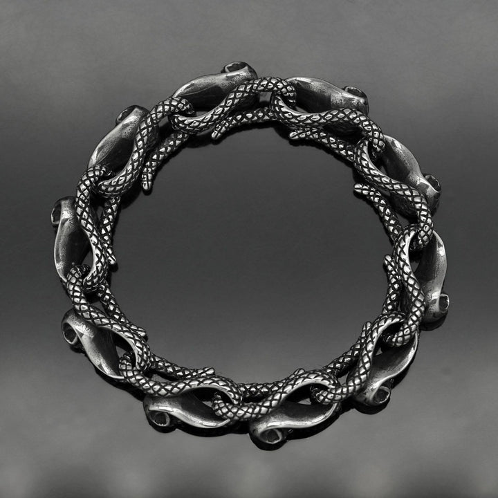 WorldNorse Gothic Totenkopf Schlangenarmband