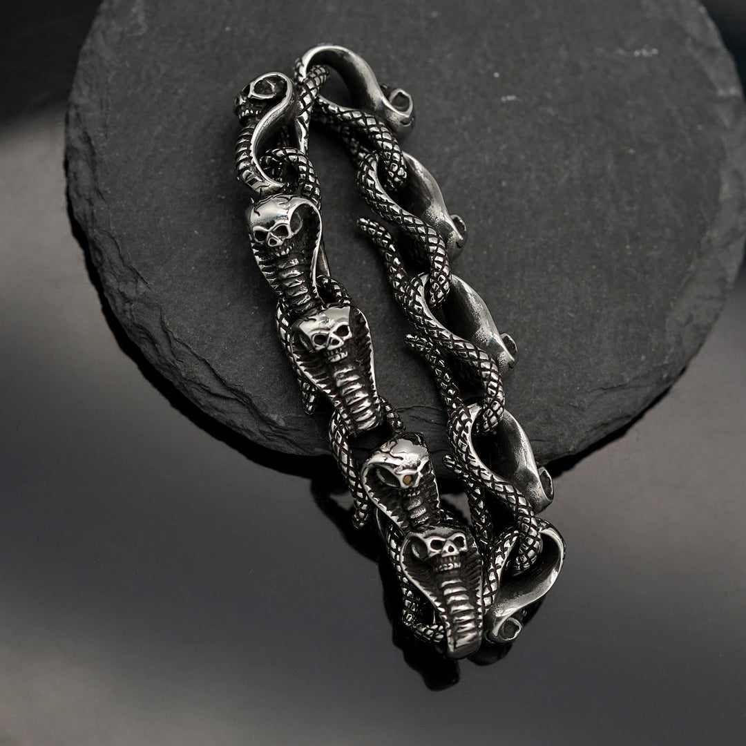 WorldNorse Gothic Totenkopf Schlangenarmband