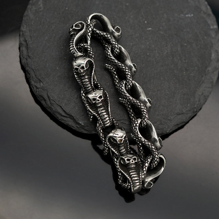 WorldNorse Gothic Totenkopf Schlangenarmband
