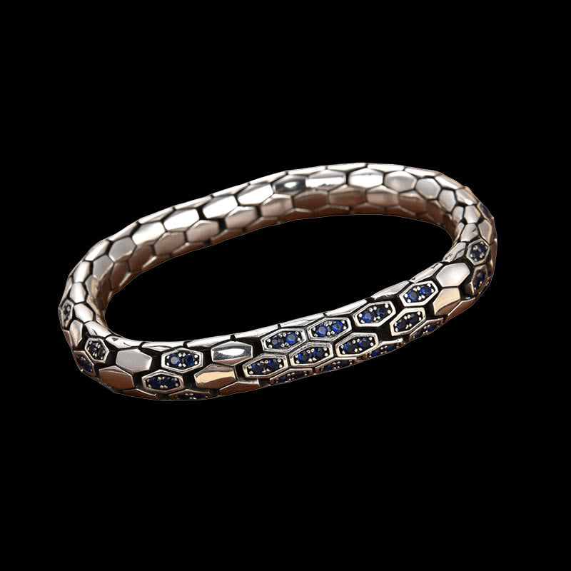 WorldNorse 925 Sterling Silber Intarsien Zirkon Schlangenhaut Armband
