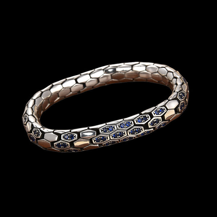 WorldNorse 925 Sterling Silber Intarsien Zirkon Schlangenhaut Armband