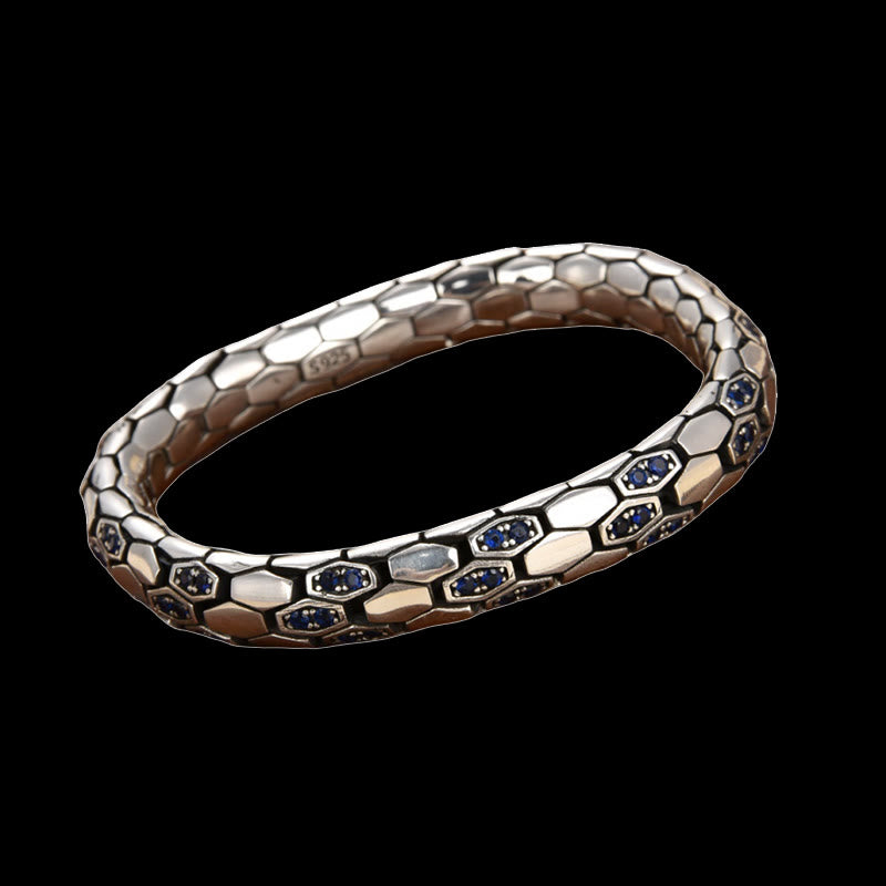 WorldNorse 925 Sterling Silber Intarsien Zirkon Schlangenhaut Armband