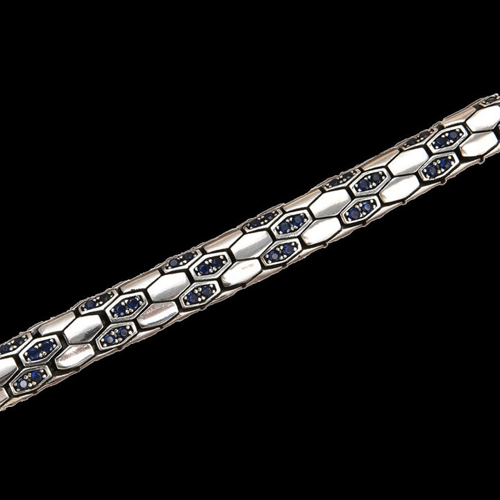 WorldNorse 925 Sterling Silber Intarsien Zirkon Schlangenhaut Armband