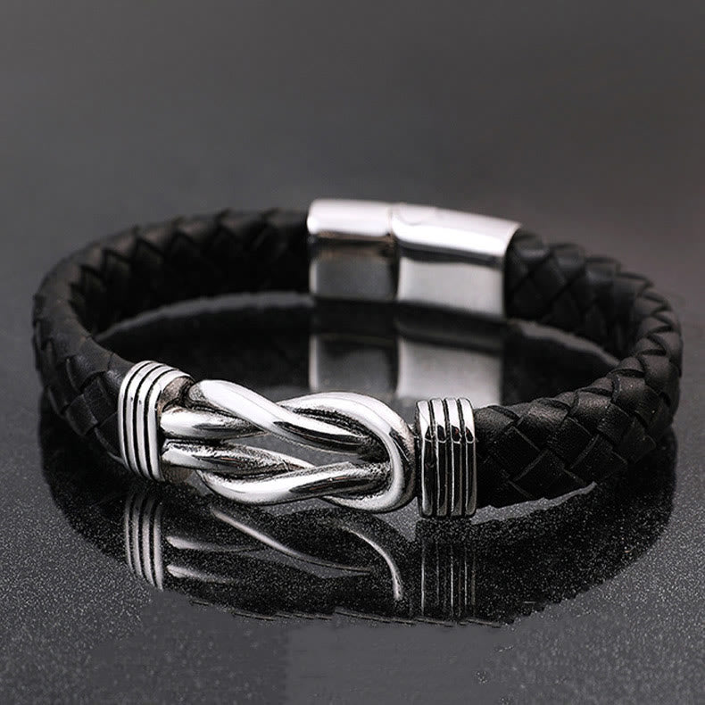 WorldNorse Infinity geflochtenes Edelstahl-Lederarmband