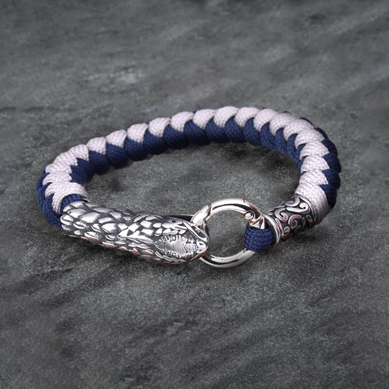 WorldNorse Jörmungandr Nordisches geflochtenes Armband mit Schlangenkopf