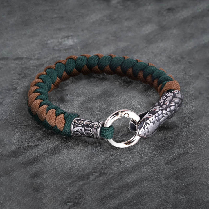 WorldNorse Jörmungandr Nordisches geflochtenes Armband mit Schlangenkopf