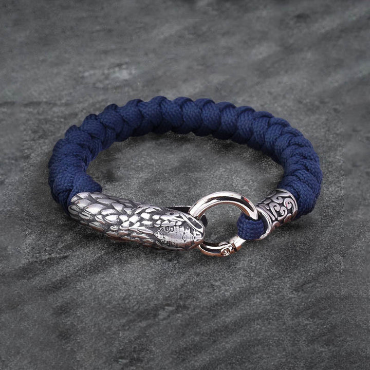 WorldNorse Jörmungandr Nordisches geflochtenes Armband mit Schlangenkopf