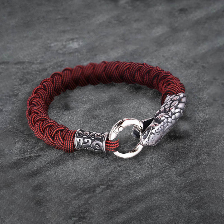 WorldNorse Jörmungandr Nordisches geflochtenes Armband mit Schlangenkopf
