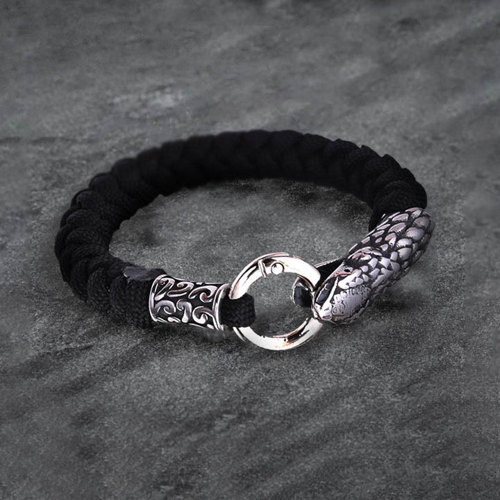 WorldNorse Jörmungandr Nordisches geflochtenes Armband mit Schlangenkopf