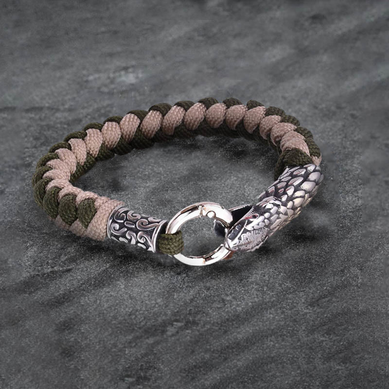 WorldNorse Jörmungandr Nordisches geflochtenes Armband mit Schlangenkopf