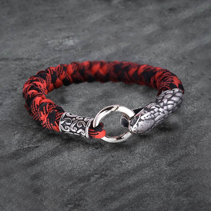 WorldNorse Jörmungandr Nordisches geflochtenes Armband mit Schlangenkopf
