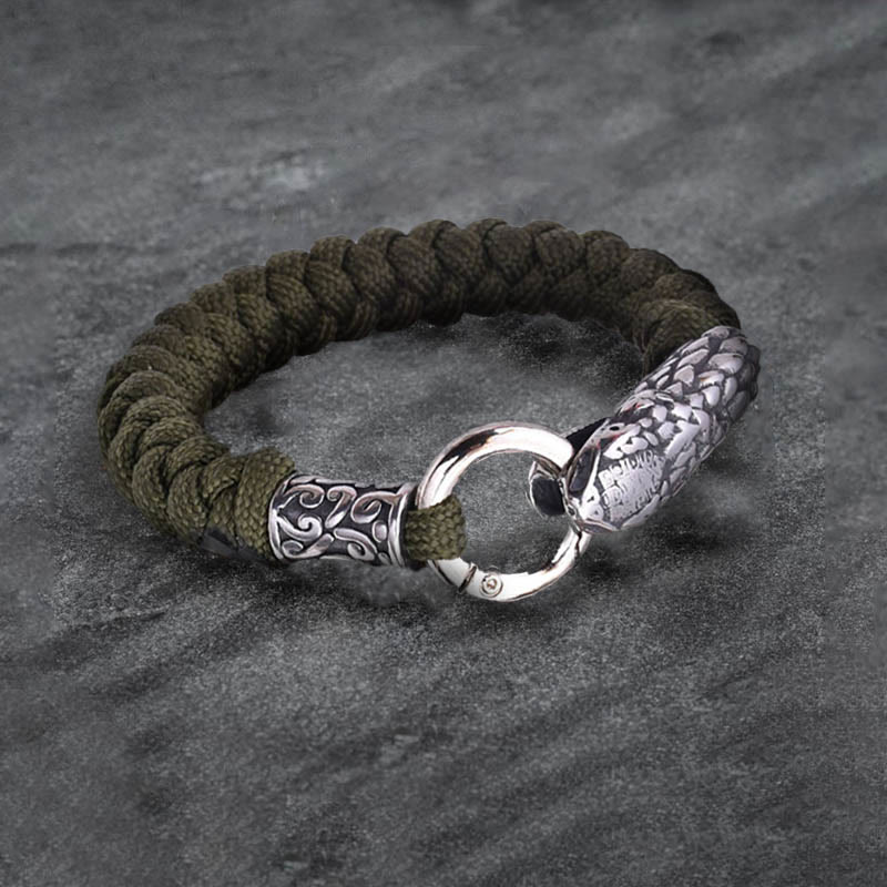 WorldNorse Jörmungandr Nordisches geflochtenes Armband mit Schlangenkopf