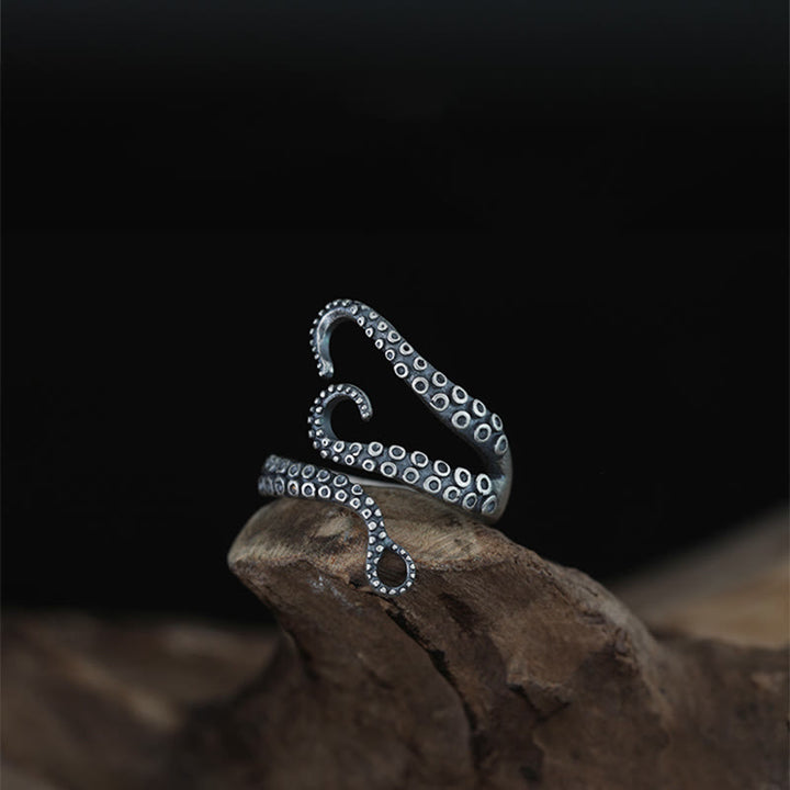 WorldNorse 925 Sterling Silber Oktopus Tentakel Ring