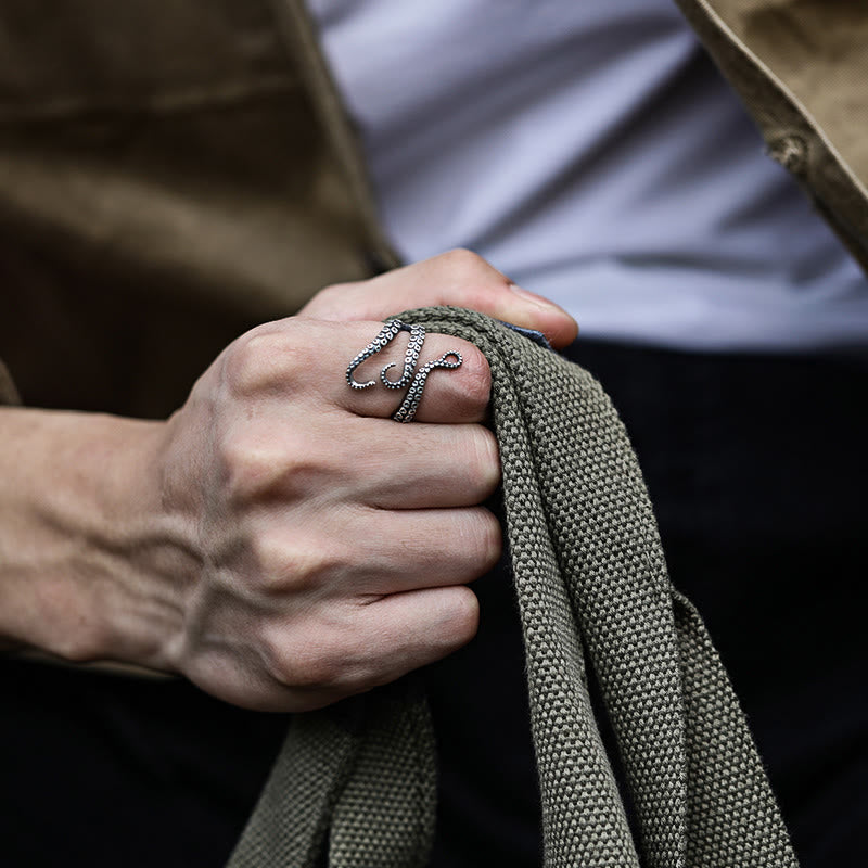 WorldNorse 925 Sterling Silber Oktopus Tentakel Ring