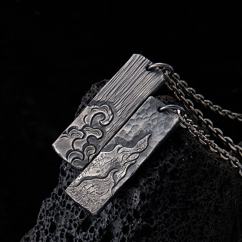WorldNorse 925 Sterling Silber Wellen Feuer Halskette