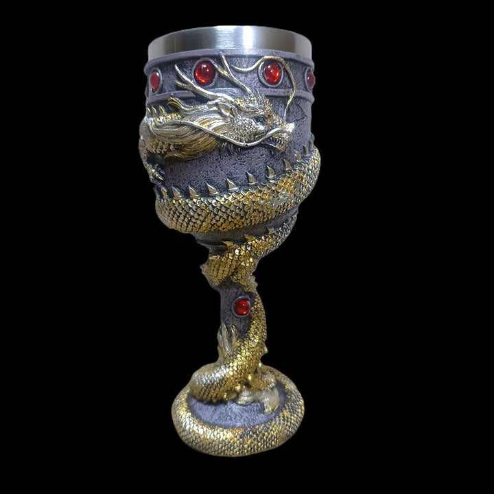 WorldNorse 3D-Relief mittelalterlicher Wikinger-Drachen-Weinkelch