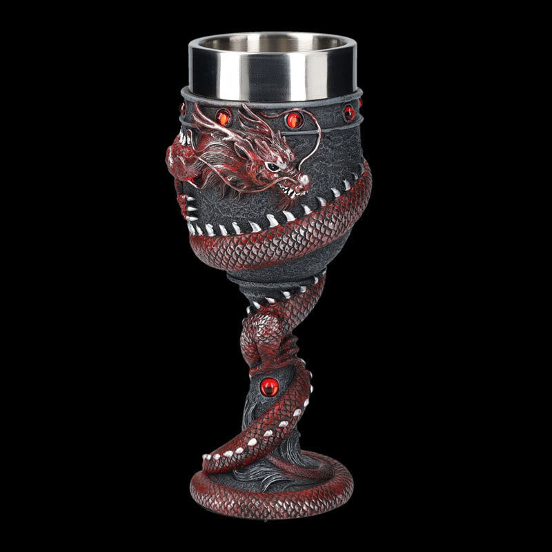WorldNorse 3D-Relief mittelalterlicher Wikinger-Drachen-Weinkelch