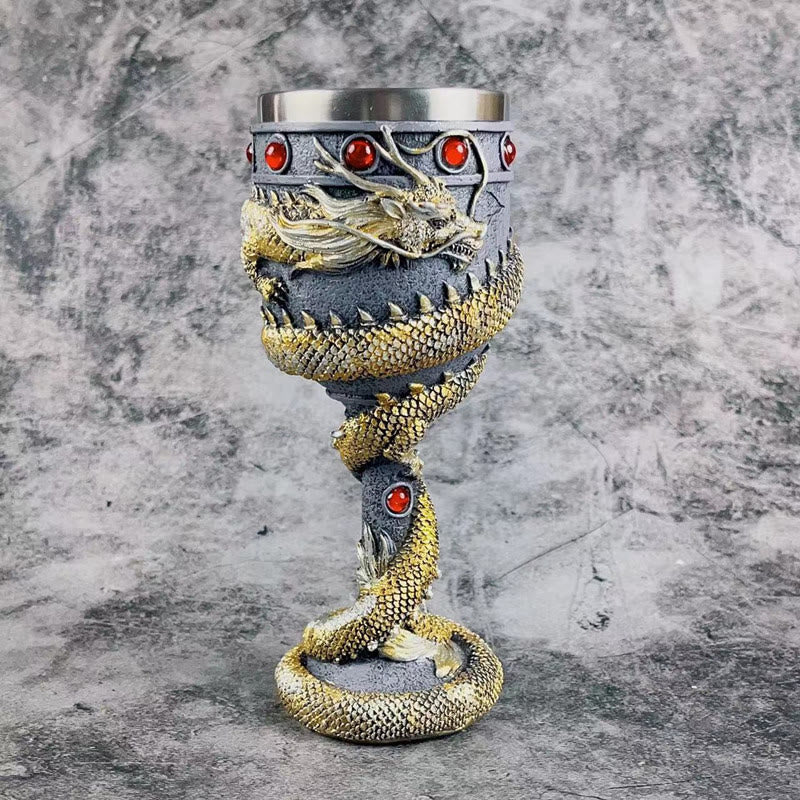 WorldNorse 3D-Relief mittelalterlicher Wikinger-Drachen-Weinkelch