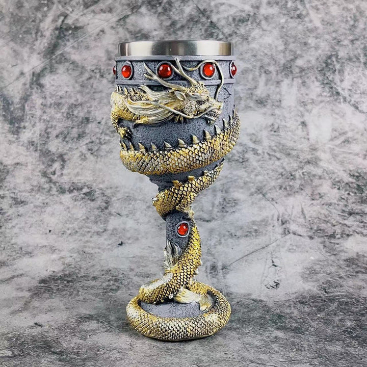 WorldNorse 3D-Relief mittelalterlicher Wikinger-Drachen-Weinkelch