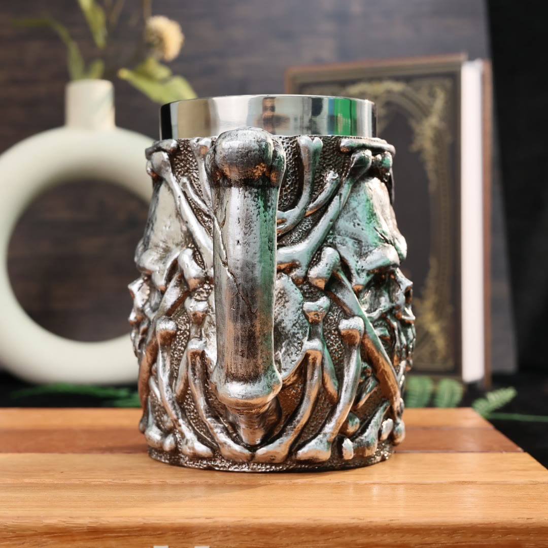 WorldNorse Bierkrug mit Skelett-Motiv, Retro-Design