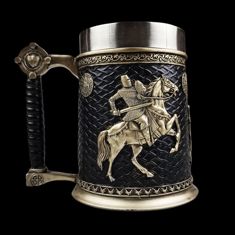 WorldNorse Mittelalterlicher Bierkrug mit Wikinger-Krieger