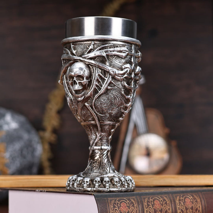 WorldNorse Weinkelch mit Totenkopf-Motiv in Metallic-Optik
