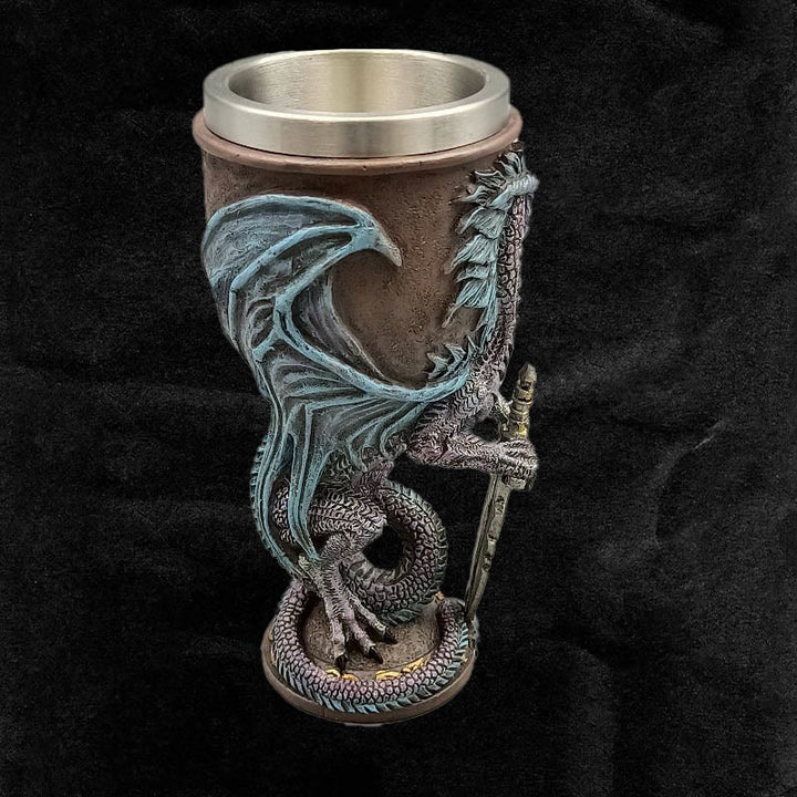 WorldNorse Retro Kelch Weinkelch mit geflügelter Drachenklinge