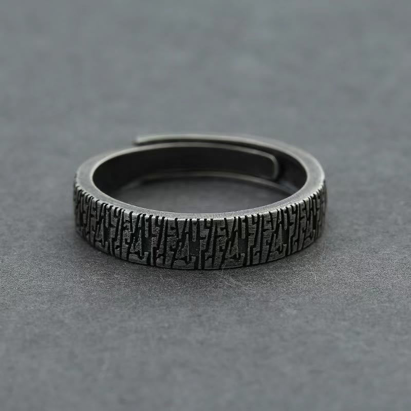 WorldNorse Verstellbarer Edelstahlring mit Retro-Holzmaserung