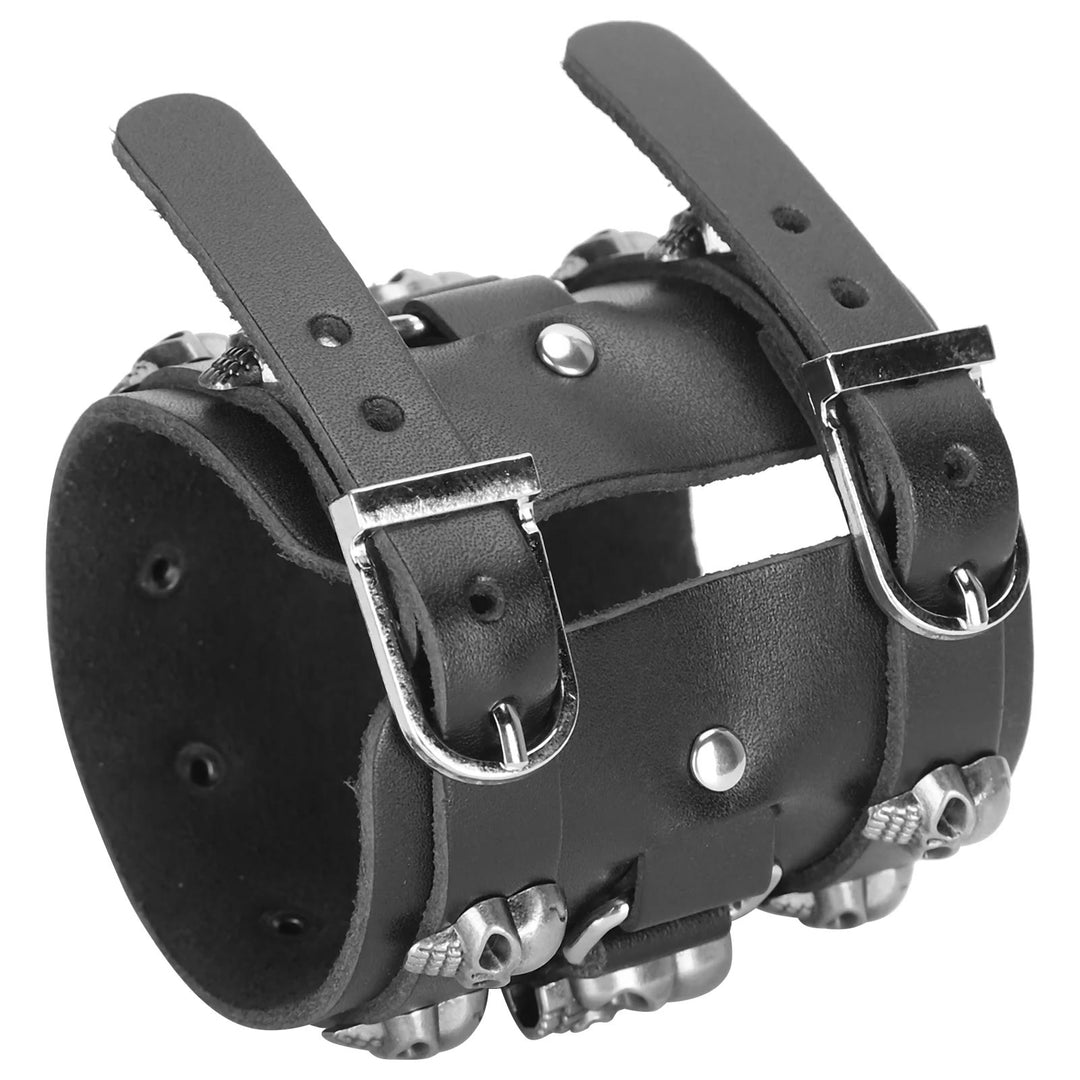 WorldNorse Gothic Totenkopf-Armreif aus Leder