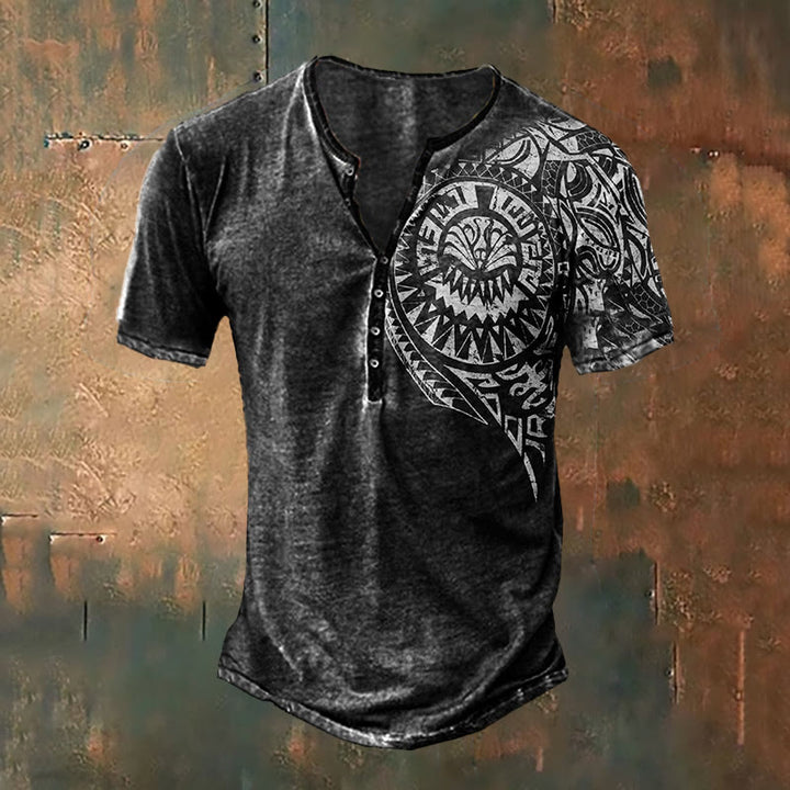 WorldNorse Henley-T-Shirt mit Grafik „Odins Raben“