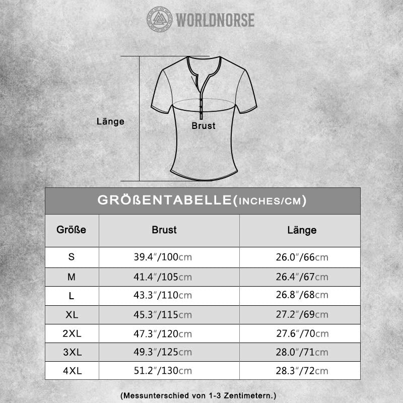 Henley-T-Shirt mit nordischem Raven Print