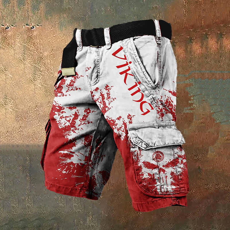 WorldNorse Wikinger Valknut Cargo Shorts - Weiß Rot - US/UK/AU50,EU60 (5XL) - image 2